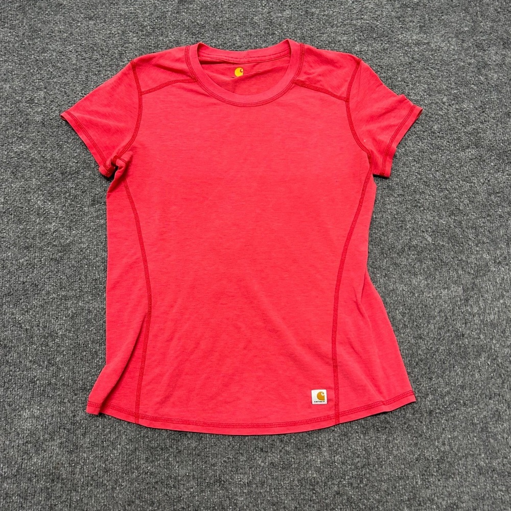 Carhartt T-Shirt Womens Size M Coral Red Force Short Sleeve Athletic Stretch